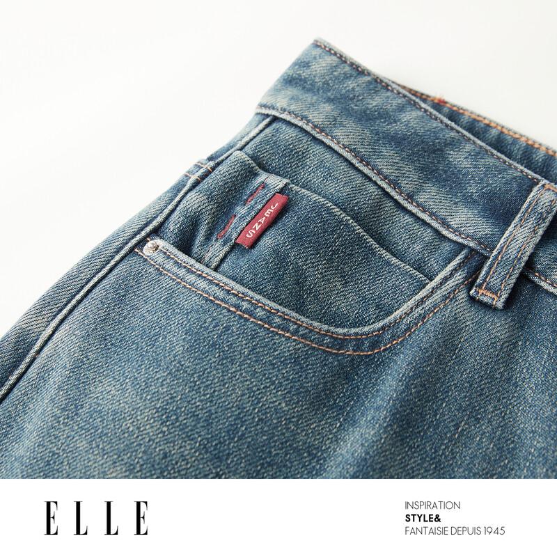 ELLE Damen Retro High-Waist Wide-Leg Jeans