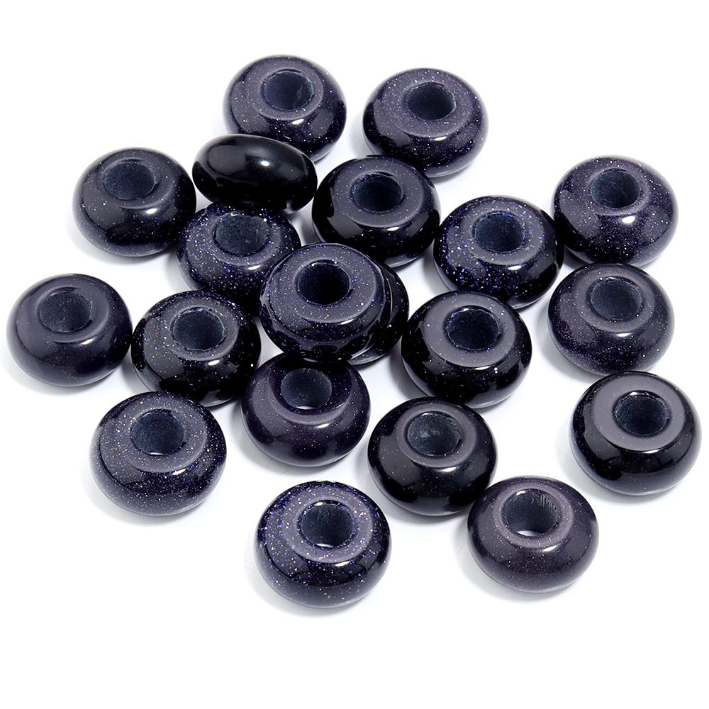 6pcs 14x8mm Natural Stone Beads Amethyst Tiger Eye Agate Jade Abacus Shape Big Hole Loose Beads for Jewelry Making DIY Bracelets