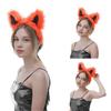 Kunstpelz Katzen Füchse Ohren Stirnband für Frauen Halloween Cosplay Kostüm Haarschmuck Fellige Tierohren Haarreif