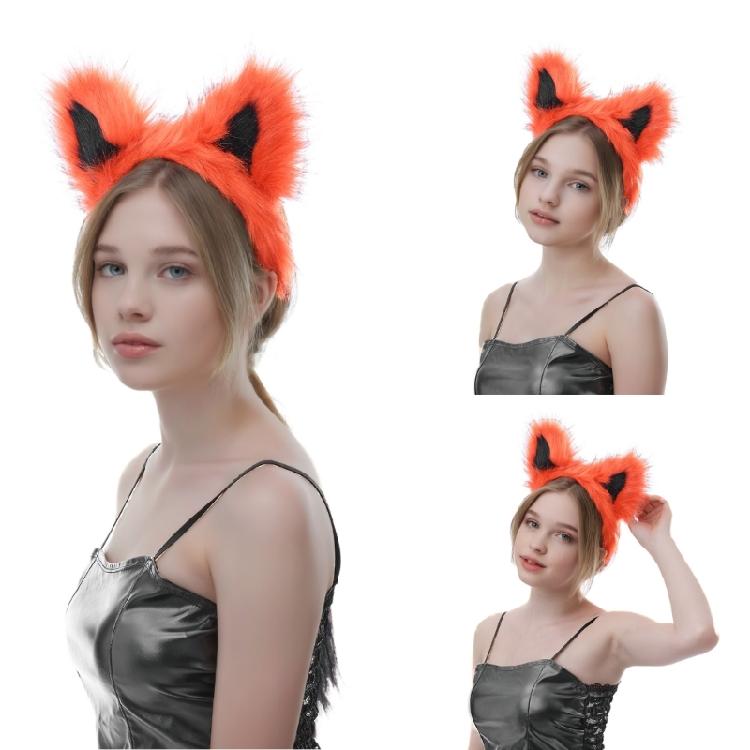 Kunstpelz Katzen Füchse Ohren Stirnband für Frauen Halloween Cosplay Kostüm Haarschmuck Fellige Tierohren Haarreif