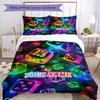 3pcs Custom Name Neon Dice Vibrance Bedding Set Printed Bedding Set Duvet Cover Closure Includes 1 Duvet Cover & 2 Pillowcases Bedroom Decor