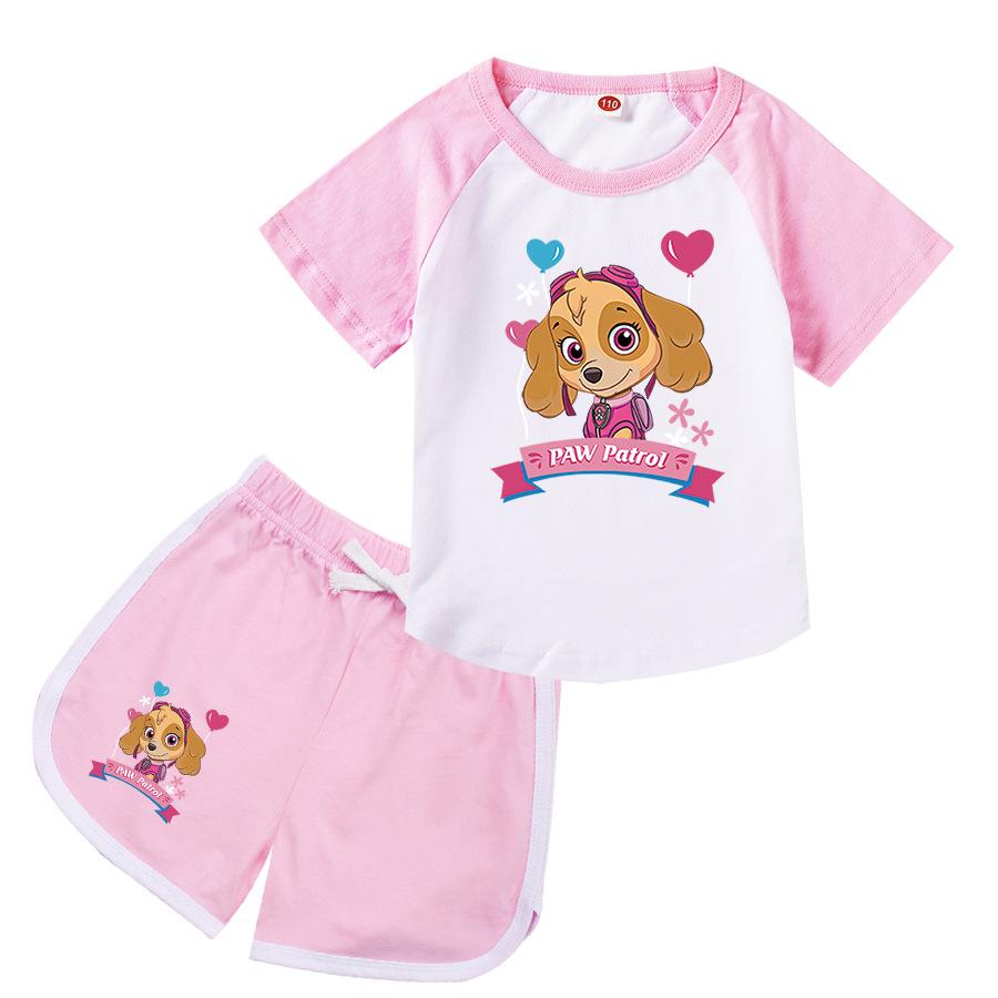 Kids Patrol Skye Printing Cotton Tshirt Shorts Girls Boutique Clothes For Cotton Home Clothing Children's Clothes Set Cosplay Teen Girls Outfits