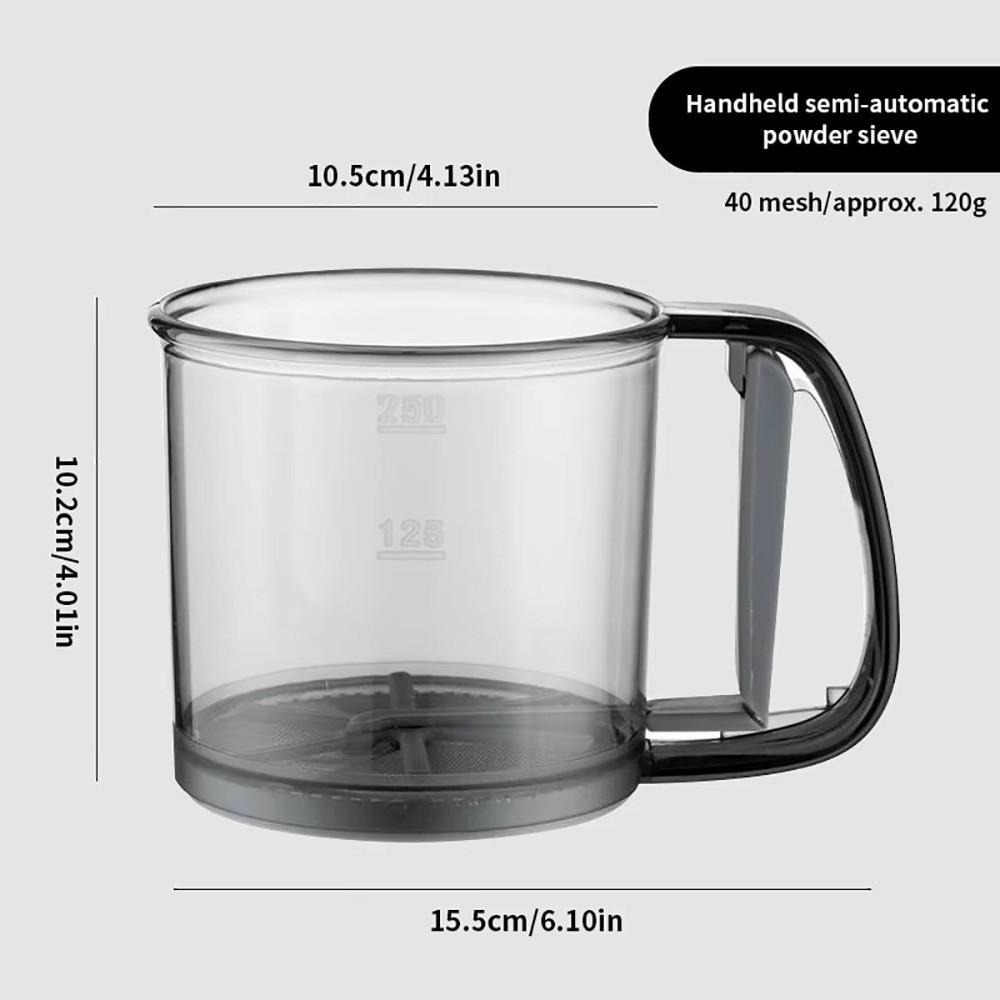 Semi-automatic Cup Flour Sieve Handheld Kitchen Baking Supplies Powder Flour Sieve Double Layer 40 Mesh Fine Mesh Strainer Cup