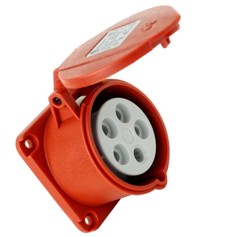 Straight Power Board Socket 16A 5P 400V 70X70Mm Cee Industrial