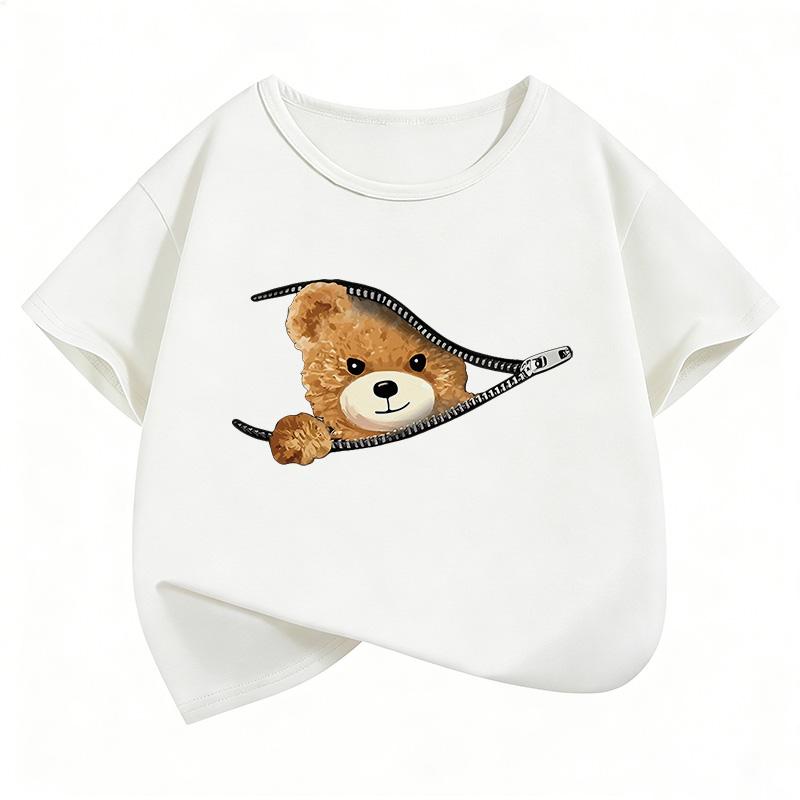 Short Sleeve Fashion Bear Funny Y2k T Shirts Manga Kids Childrens Tshirt Boys Girls Summer Spring Casual Top Tee Shirt