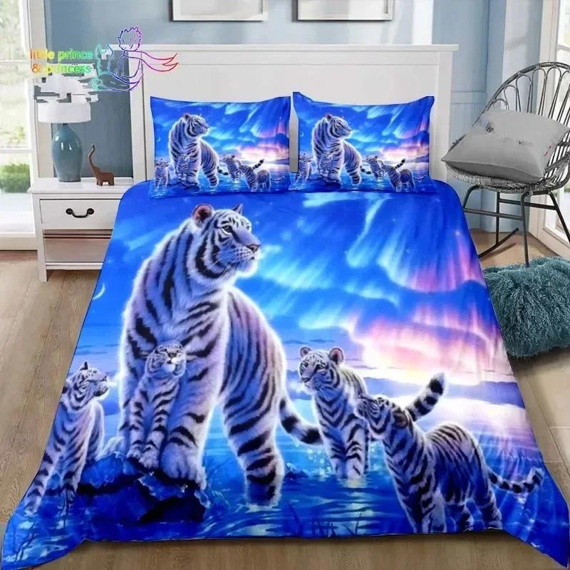 Retro Forest Tiger Bedding Set Single Twin Full Queen King Size Bed Set Adult Kid Bedroom 3D Print Animal Bedding Gift