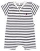 Short Rompers A0CG2 12 Months 74cm [Petit Bateau] Off-White/Navy