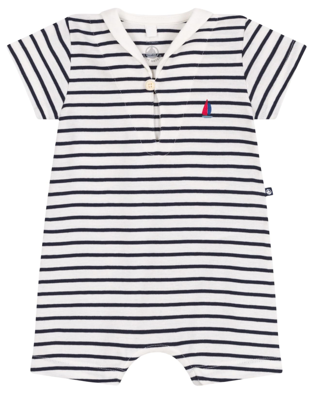 

Короткий ромпер A0CG2 12 месяцев 74см [Petit Bateau] Молочный/Темно-синий