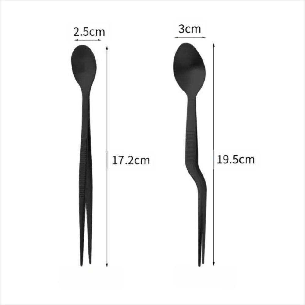 High Quality Multi-functional Sauce Spoon Portable 2in1 Design Food Tweezers Stainless Steel Picnic Utensil Kitchen Utensil