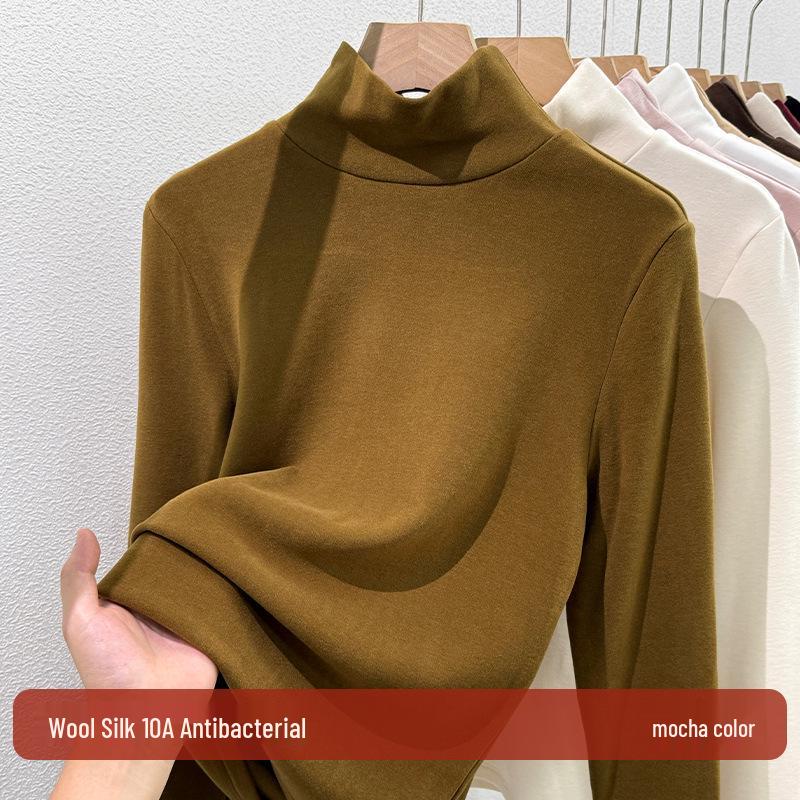 Women's 2025 Warm High-Neck Base Layer Top, Thickened Silk with Lambswool Lining
