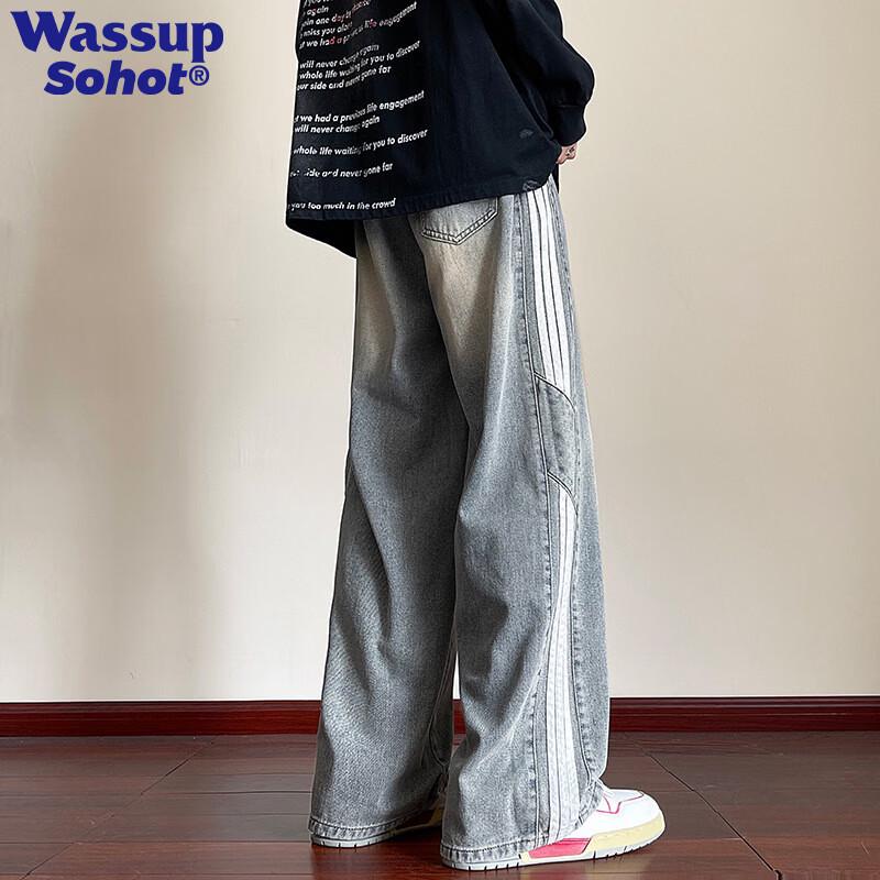 Летние тонкие свободные джинсы с широкими штанинами Sohot для мужчин, уличный стиль 3XL