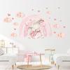 Watercolor Cartoon Rabbit Pink Rainbow Clouds Love Wall Stickers for Kids Room Girl Bedroom Nursery Decoration Bunny Wall Decals