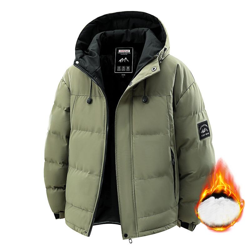 Windproof Thickening Men Tops Outdoors Loose Versatile Comfort Keep Warm Coats Winter Fashion Casual Solid Hooded Parka Men