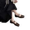 Fashion Women's Shoes 2024 Brand Mary Janes Women's Flats Fashion Buckle Strap Office and Career New Square Toe Flat Low Heels Zapatos