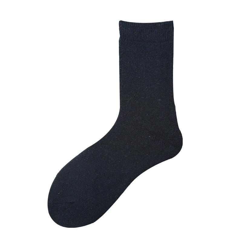 5/10 Pairs Winter Thickened Warm Fleece Socks for Men Solid Colour Versatile Mid Calf Imitation Wool Business Socks Home Elderly Socks Comfortable