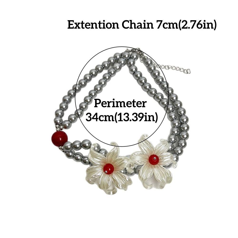 Elegant Pearl Beaded Necklace Vintage Sweet Choker French Style Iris Flower Necklace  Beach
