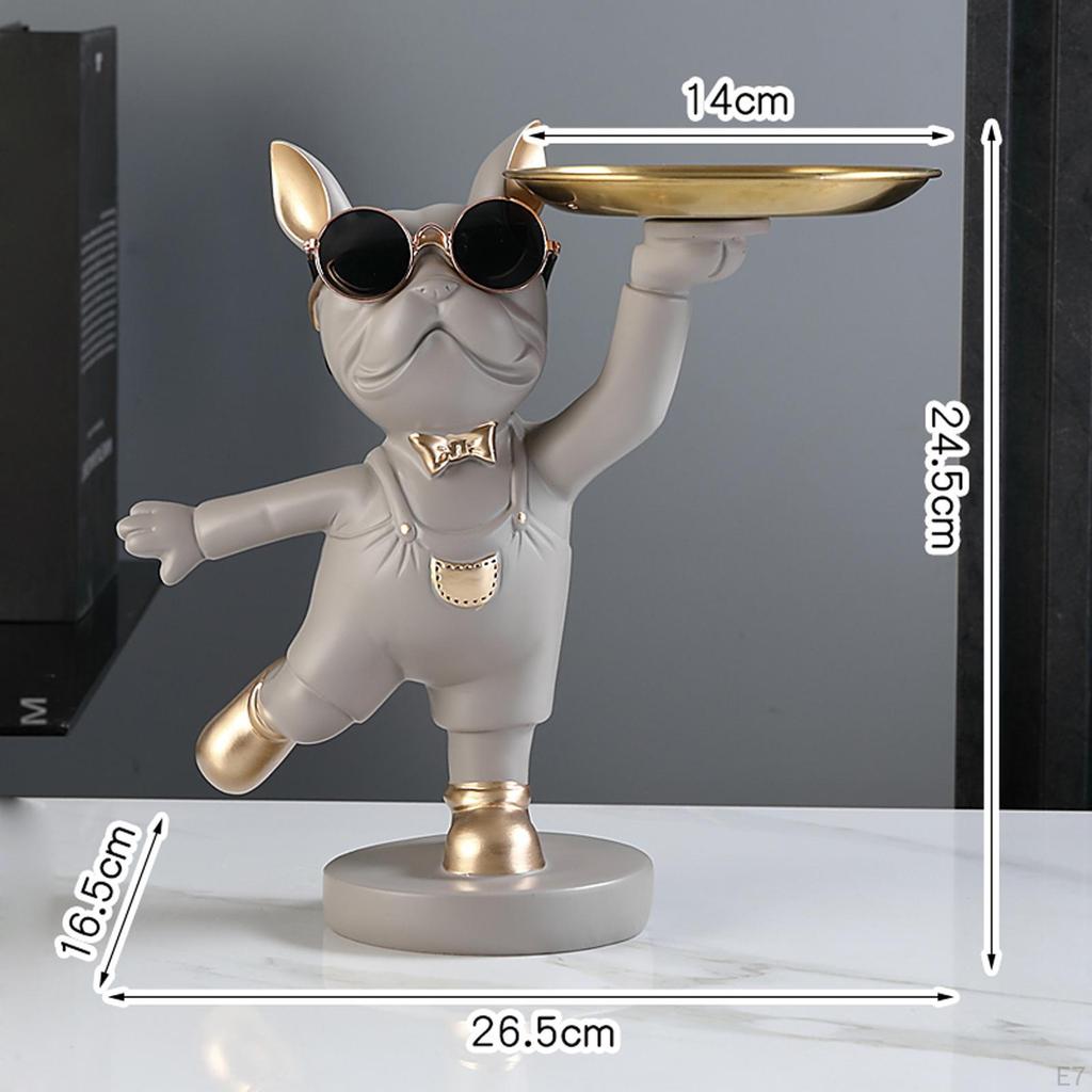 Desk Polyresin Dog Statue Tray Organizer for Living Room Home Decor Snack Holder Decorative Multi