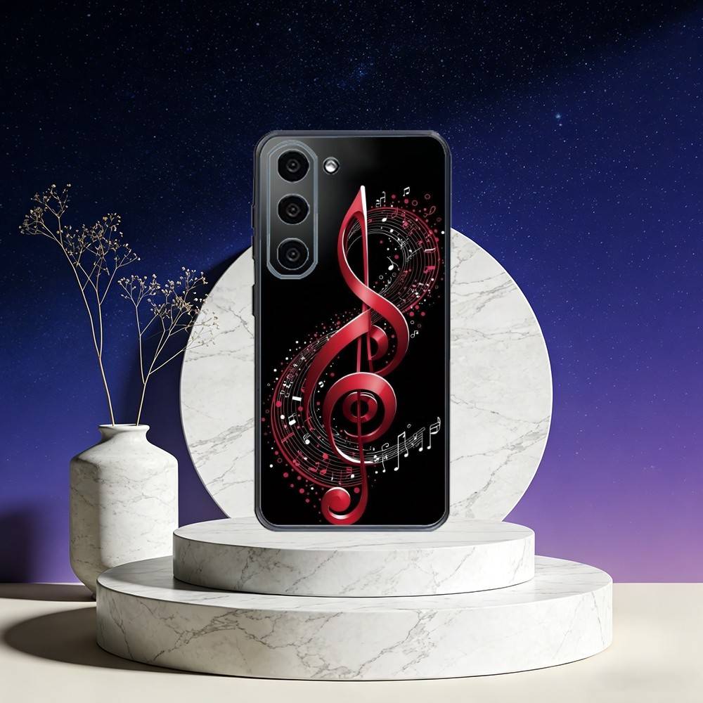 Music Art Treble Clef Phone Case For Samsung Galaxy A73,A72,A71,A70,A53,A52,A51,Others Soft Black Cover