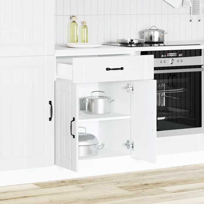 VidaXL Kitchen Cabinet Lucca White Engineered Wood, Sink Cabinet, Kitchen Cabinet with Drawer, Kitchen Cabinet At 853727