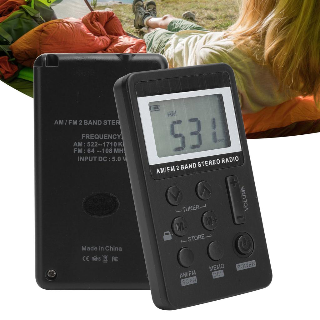 QQT103 Professional Radio Portable FMCelsiusAM Stereo Receiver LCD Display with Earphone
