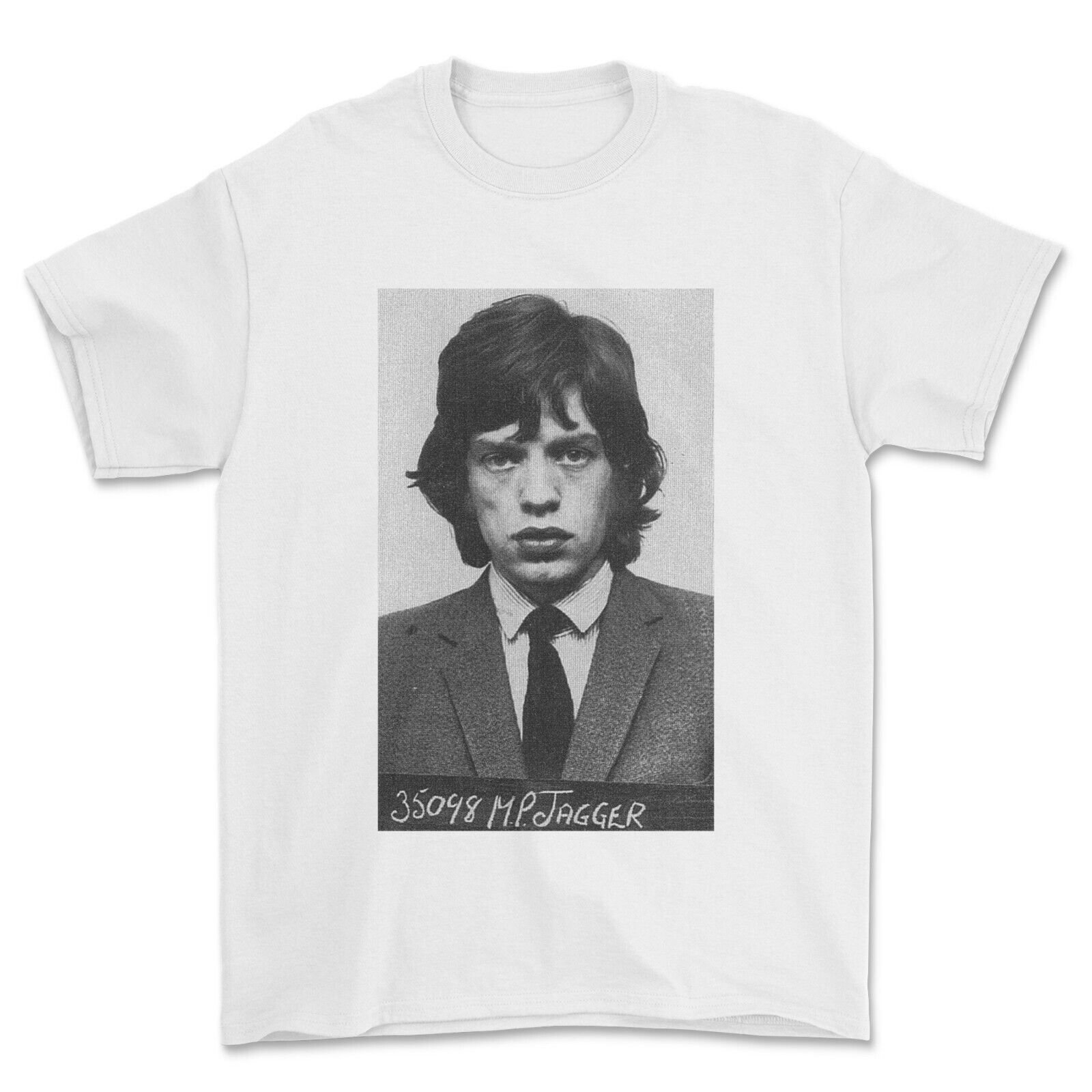 Mick Jagger Mugshot T-Shirt Rock Band portrait Unisex Tshirt gift. S разноцветный