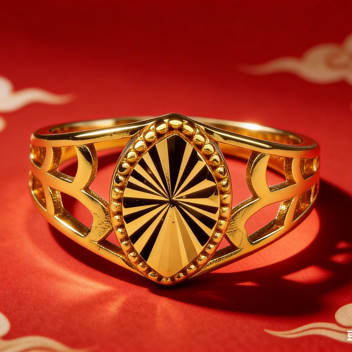 Sunflower Sand Gold Fire-Baked Wedding Ring: Classic Versatile Design with Matching Inner and Outer Colors Adjustable Size золотой