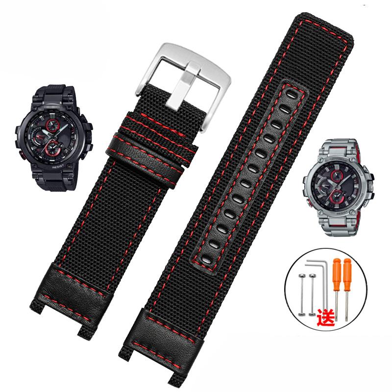 Nylon Canvas Leather Watchband Modified MTG B1000 for G-SHOCK C-asio Watch MTG-B1000 Series Outdoor Sport Mens Watch Band Strap