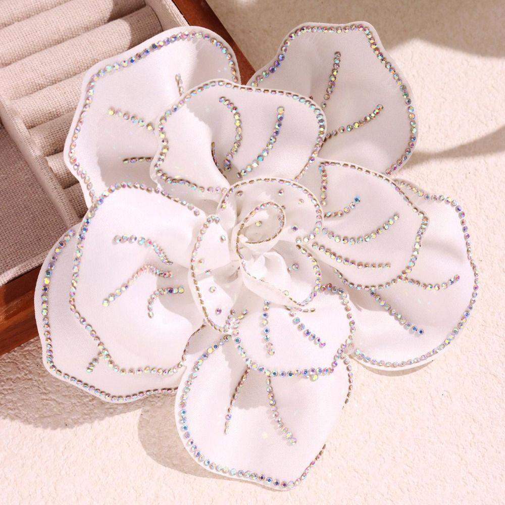 Badge Large Flower Camellia Brooch Korean Style Rhinestones Brooch Suit Collar Pin  Decoration