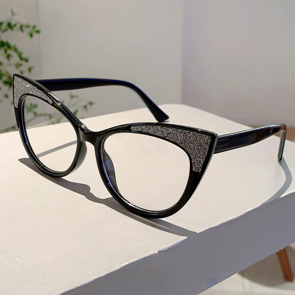 Colorful Trends Bling Frame Women Popular Fashion Cat Eye Eyeglasses Stylish Brand Decoration Po Ladies Glasses