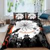 Happy Halloween Spider Web Bats 3D Print Bedding Set Cozy Soft Duvet Cover King Queen Twin Size for Halloween Bedroom Decoration