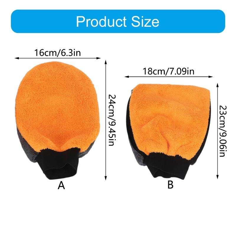 Dusting Mitts Car Washing Glove with Thumb Car Wash Mitt Pair with Double-Sided Soft Fleece Cleaning Sides and Elastic Cuff for Wet Dry Vehicle and