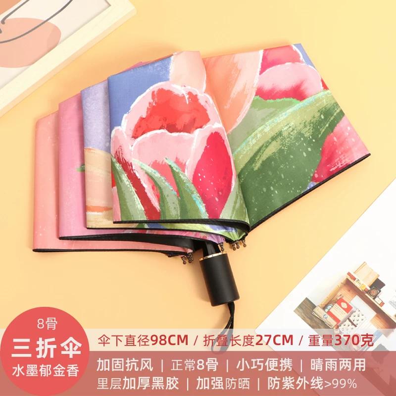 Umbrella for Girls, Compact, Portable, Foldable, Stylish, Automatic, Dual-Purpose for Sun and Rain, Sunshade, Sun Protection, Uv Protection, Sun