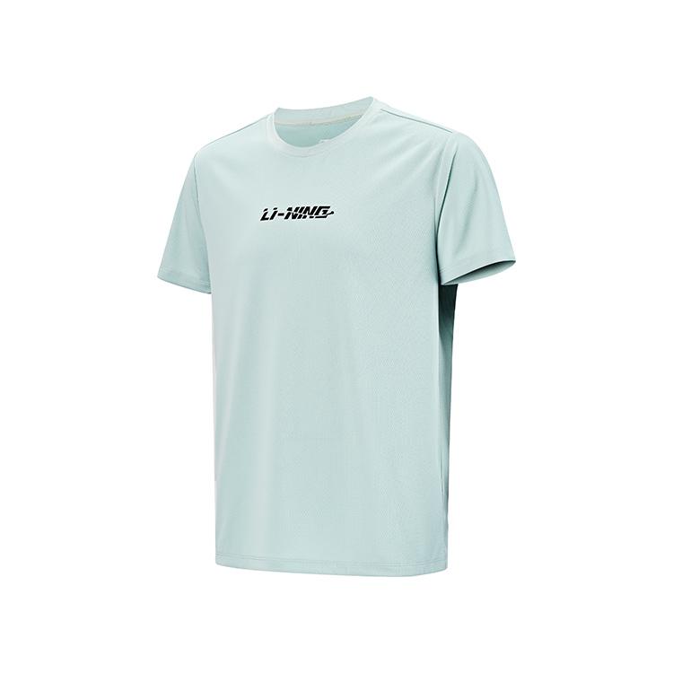 Li Ning Table Tennis Series Logo Print Casual Loose Solid Color Short Sleeve T-Shirt Unisex Tops Mint-Green ATSV609-3
