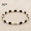Elastic Stackable Wrist Jewelry Flat Beaded Stretch Bracelets for Women, Bohemian Friendship Bead Bracelets, Simple Layering Bracelet Set Boho