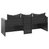Vidaxl 3-Seater Garden Sofa With Cushions, Black, Poly Rattan