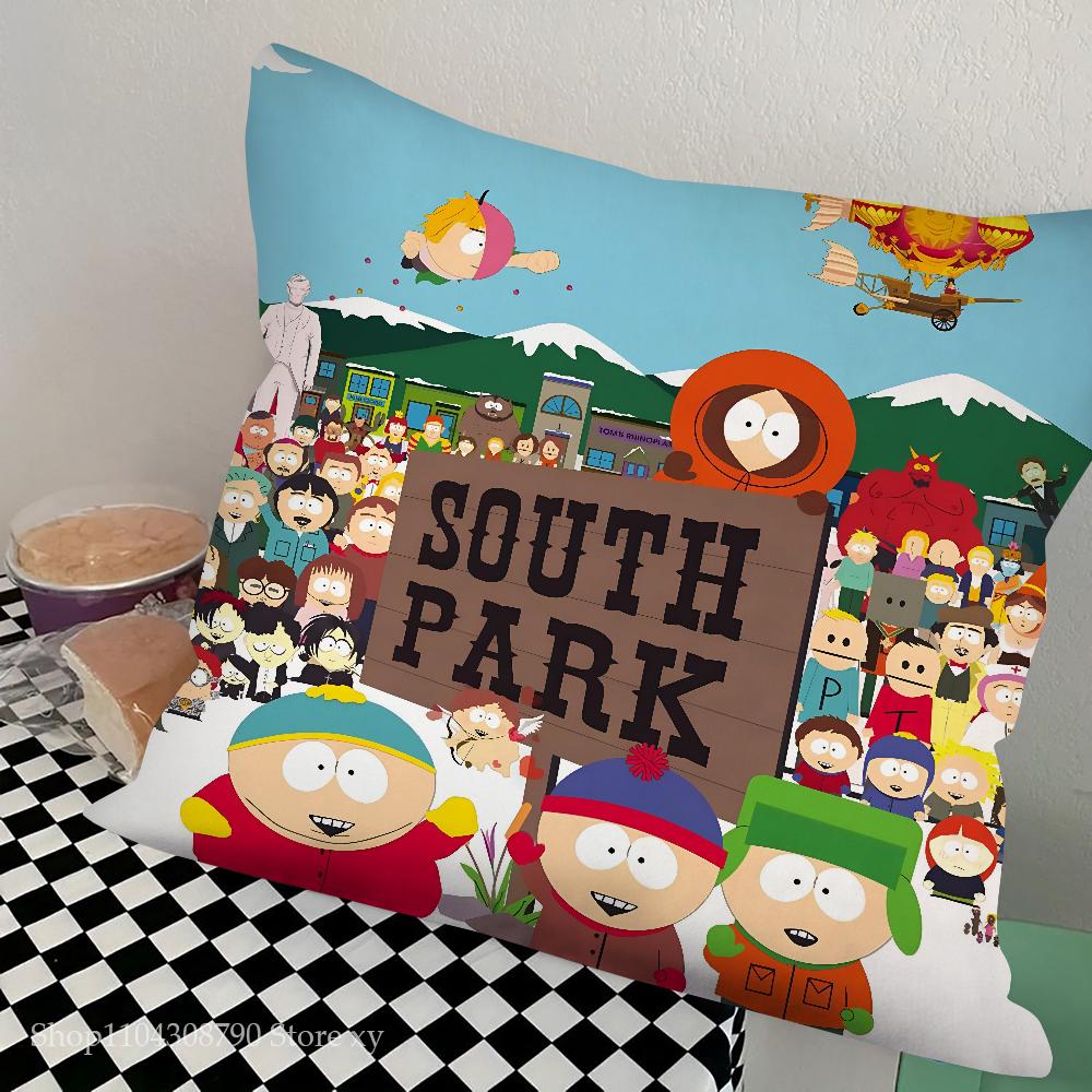 Funny S-South-P-Park Anime Pillow Case Square Pillow Bedroom Sofa Leisure Comfort Cushion Car Living Room Home Decoration
