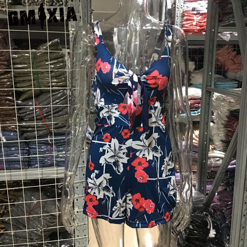 GMXIA Moda damă ocazional imprimeu culoare solidă vară primăvară pantaloni cu bretele fără mâneci Salopete și salopete