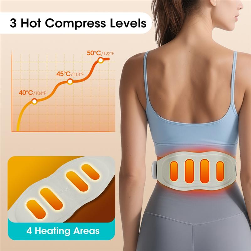 Lower Back Toning Electric Waist Massager Belt Vibration For Belly Hot Compress Massage USB Rechargeable Muscle Relaxing Charge
