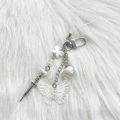 Přívěsek na klíče Y2K s motýlkem pro tašku s roztomilým příslušenstvím