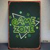 Vintage Neon Game Zone Metal Wall Art 20x30cm Bar Home Decor