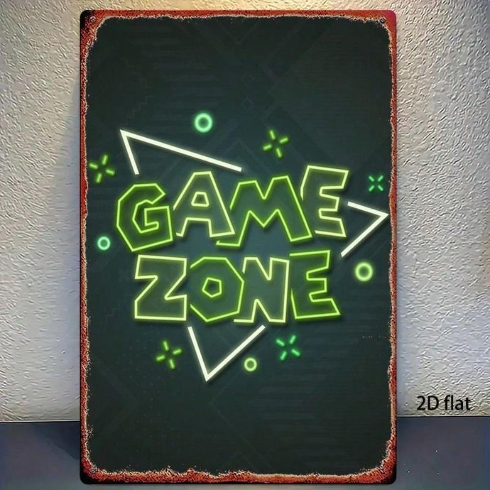 Vintage Neon Game Zone Metal Wall Art 20x30cm Bar Home Decor