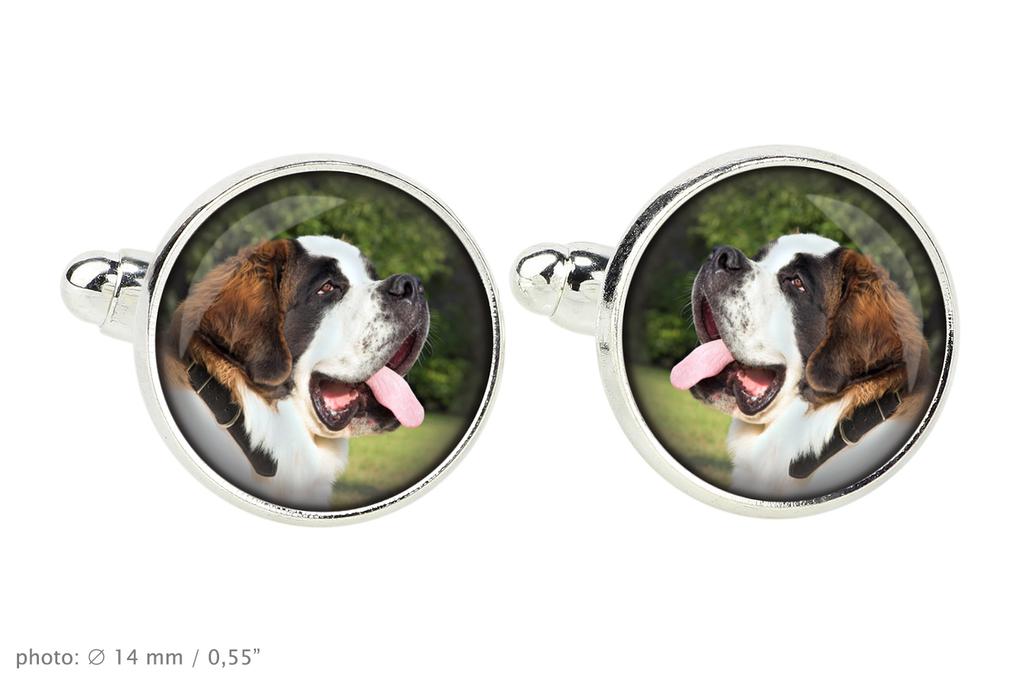St. Bernard, Saint Bernard, Alpine Mastiff, Bernhardiner - cufflinks and tie with your photo, a suit decoration, men's jewelry from the Art-Dog brand.