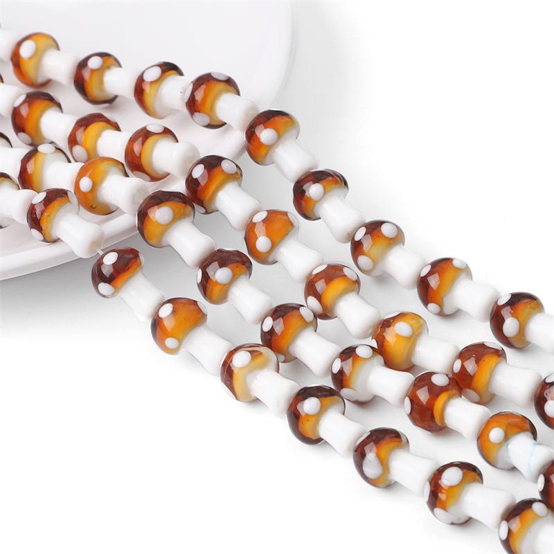5-25Pcs Glazed Mushroom Glass Beads For DIY Jewelry Making Necklace Bracelet Earrings Craft Accessories