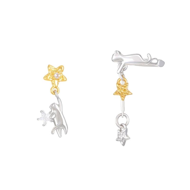 

Lovely Starry Cats Dangle Ear Clip Portable Sturdy Alloy Earrings Decoration for Fashionable Women Daily Use Casual Wear