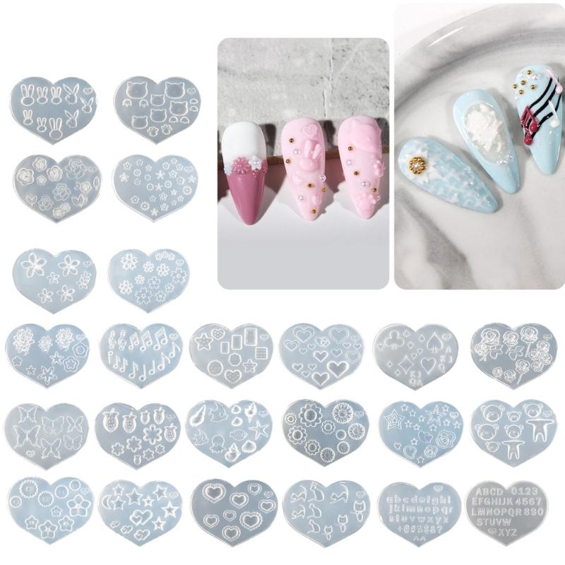 Silicone Nail Art Handicrafts Moulds DIY Nail Tools Accessories Nail Carving Molds Silicone Material for Nail Decoration