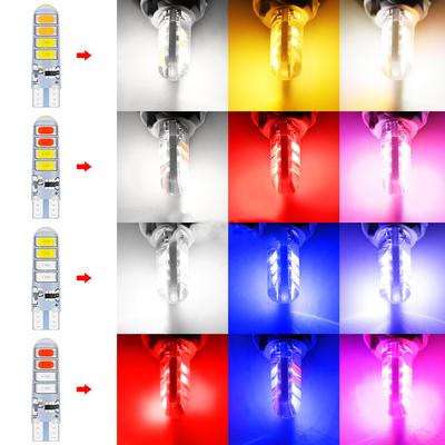 2PCS Dual Color Flash Automobile LED Lamp T10 W5W 194 5630 8smd Double Color Flash Lamp T10 Silicone Lamp Bulb Car Accessories