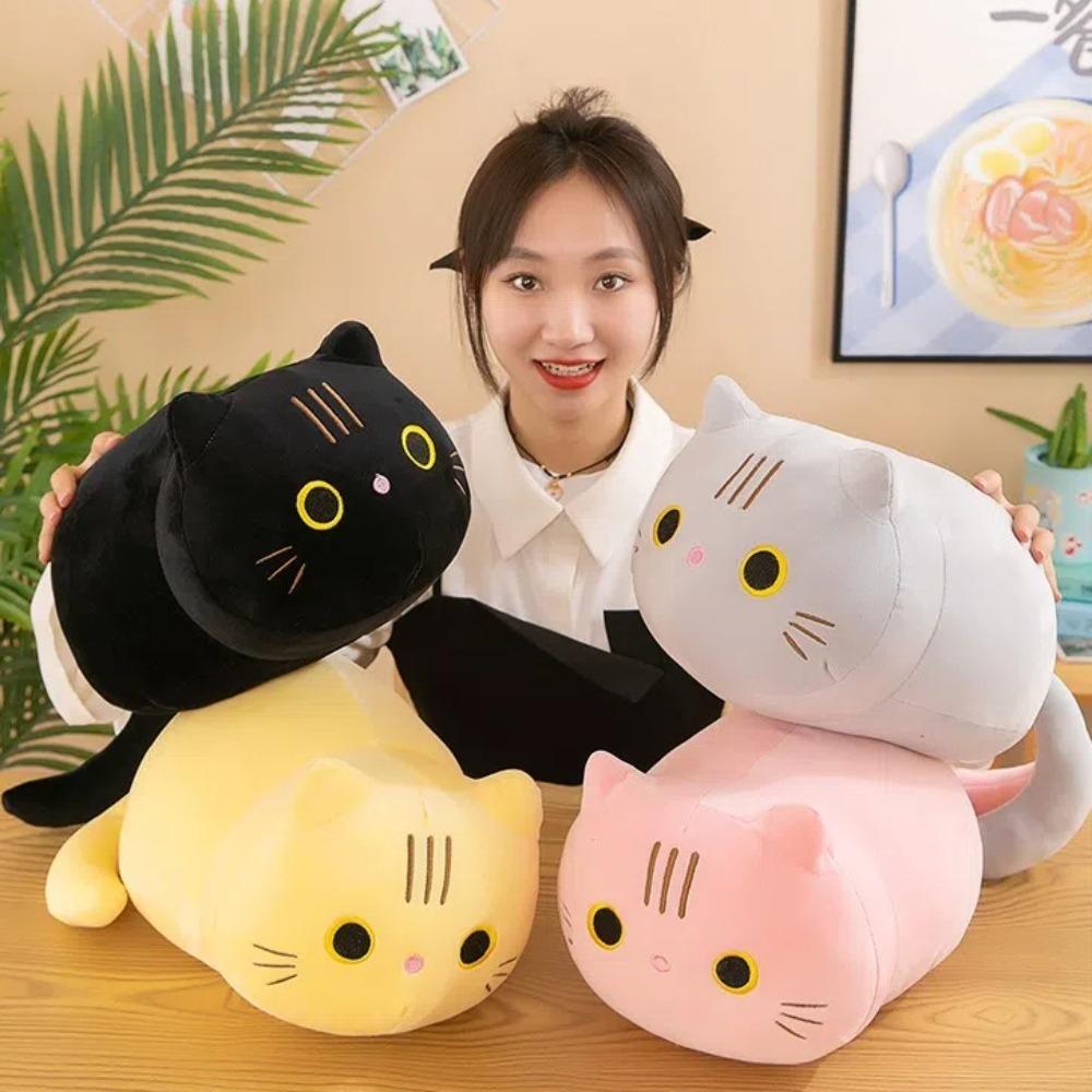 

Cute Cat Plush Cat Toy Stuffed Animal Sofa Cushion Soft Cat Pillow Home сірий