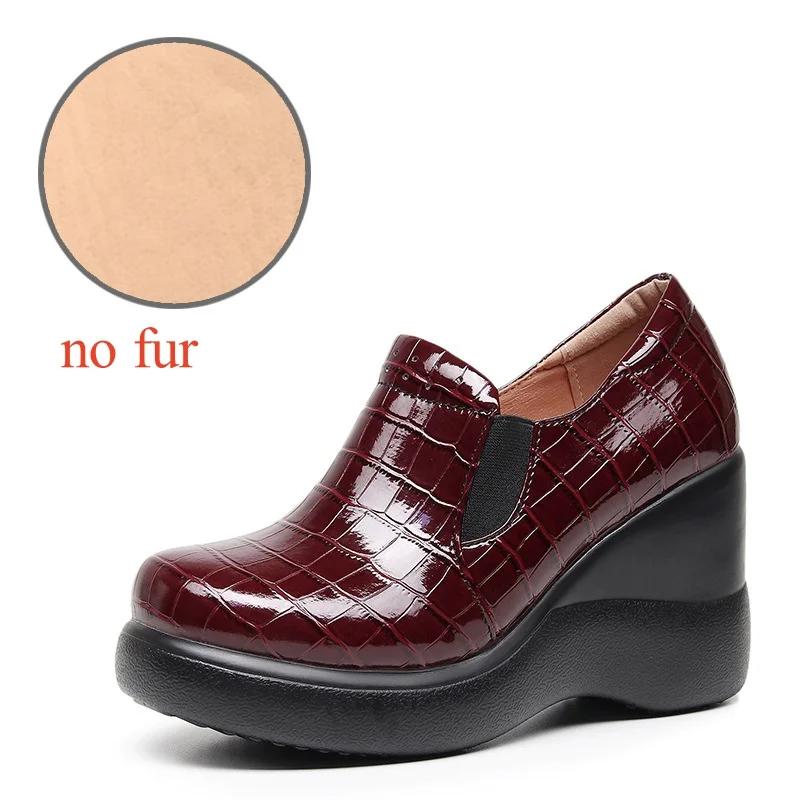 

8 см Маленький размер 32-43 Модные туфли-клинья на платформе с глубоким вырезом Женские туфли-лодочки Лоферы 2025 Осень Туфли на высоком каблуке для офиса Мамы работы 33 бордовый