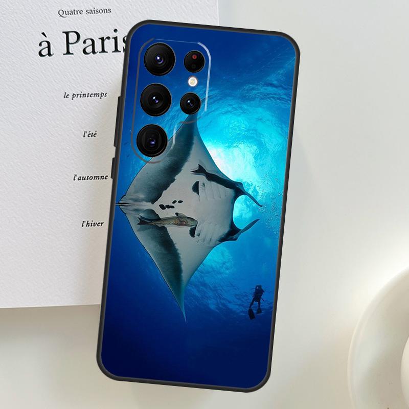 Animal Manta Ray Phone Case For Samsung Galaxy S25 Ultra S9 S10 S20 S22 S21 Plus S23 FE S24 Ultra Cover Shell