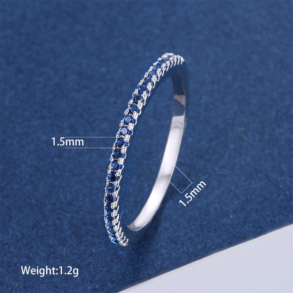 Blue Crystal Small Round Stone Stacking Rings For Women Vintage  Silver Color Wedding Bands Engagement Jewelry Minimalist